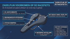 Beste racefiets zadel tegen zadelpijn infographic en anatomie